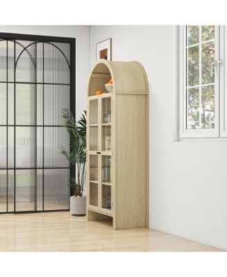 70.28" Tall Arched Kitchen Pantry with Adjustable Shelves, Farmhouse Storage Cabinet for Kitchen and Dining Room