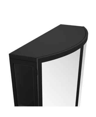 23.62" Modern Arched Glass Double-Door Wardrobe with Shatterproof Mirror, Double-Layer Storage & Towel Rack