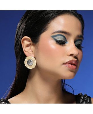 Women's The Tortoiseshell-Medallion Stud Earrings - Metallic Silver