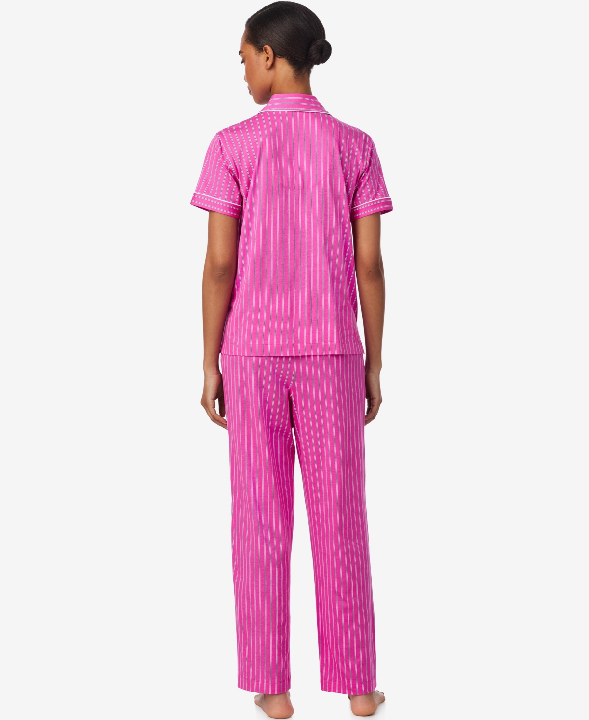 Ralph Lauren Women's Notch Collar And Long Pant Pajama Set In Pink