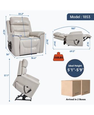 Single Piece Faux Leather Dual Motor Infinite Position Power Lift 8-Point Vibration Massage Lumbar Heating Recliner Chair