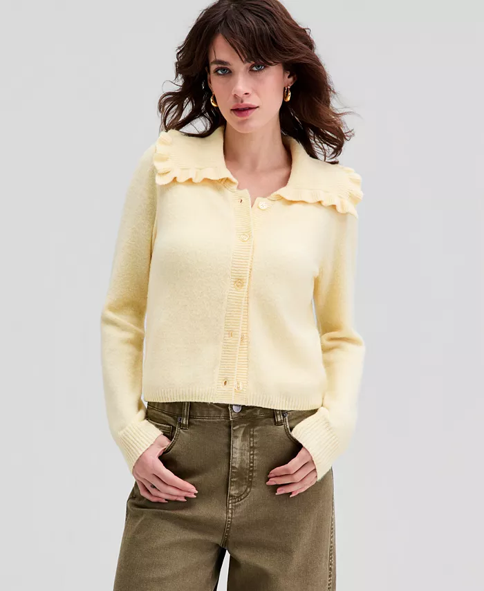 Women's Ruffled-Collar Cardigan - thumbnail 4