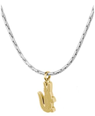 Men's Arthor Silver-Tone Stainless Steel with Yellow Gold Crocodile Necklace