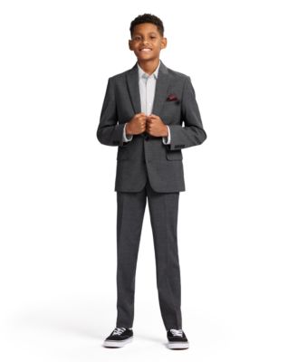 Calvin Klein - Boys 8-20 Stretch Textured Windowpane Jacket
