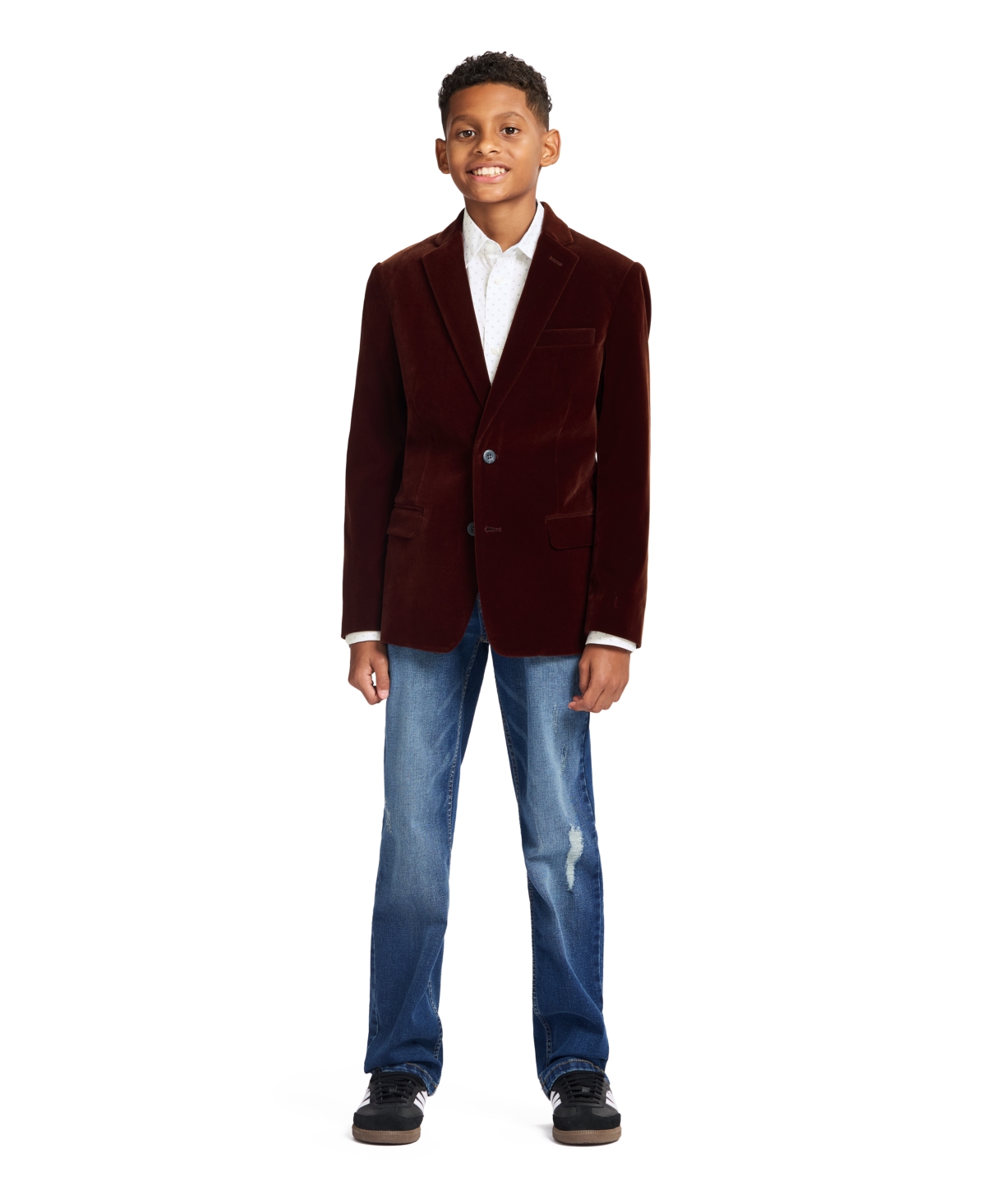 Tommy Hilfiger Little & Big Boys Velvet Sport Coat In Burgundy