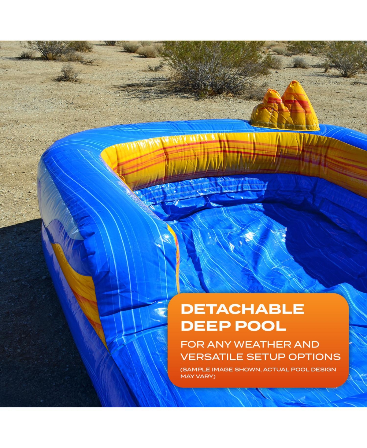 JumpOrange 15 Oasis Commercial Grade Water Slide with Detachable Deep Pool for Kids and Adults (with Blower), Outdoor Indoor, Wet Dry Use, Tall Waters