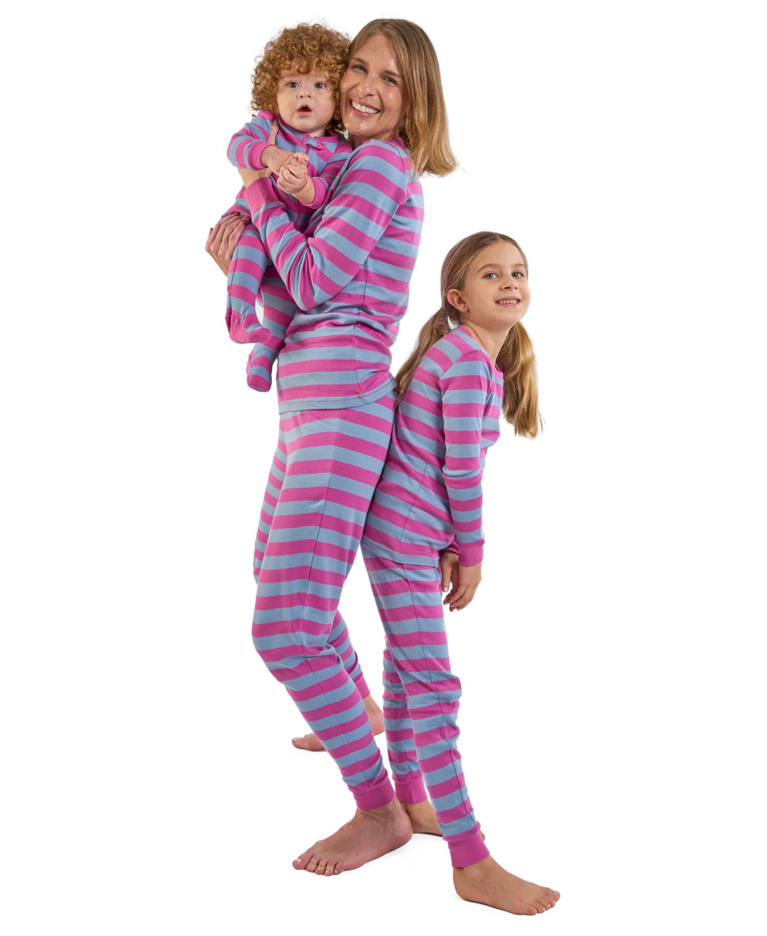 Baby Footed Cotton Striped Holiday Pajamas