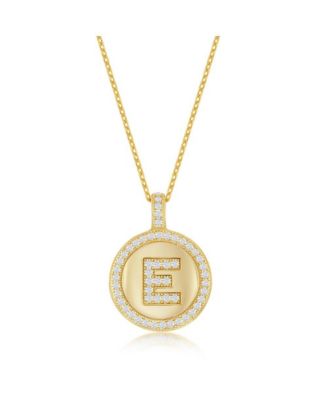 Simona Sterling Plated Micro Pave Cz Circle Initial Necklace - Gold e 71$