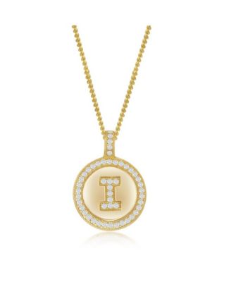 Simona Sterling Plated Micro Pave Cz Circle Initial Necklace - Gold i 71$