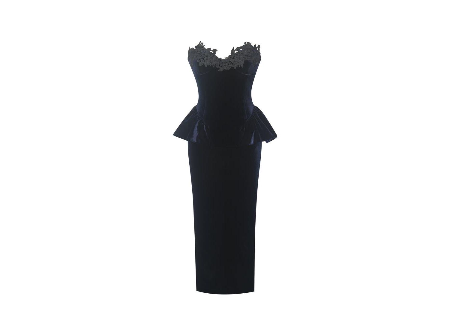 Women Pascha Black Lace Appliqu&eacute; Strapless Peplum Maxi Dress