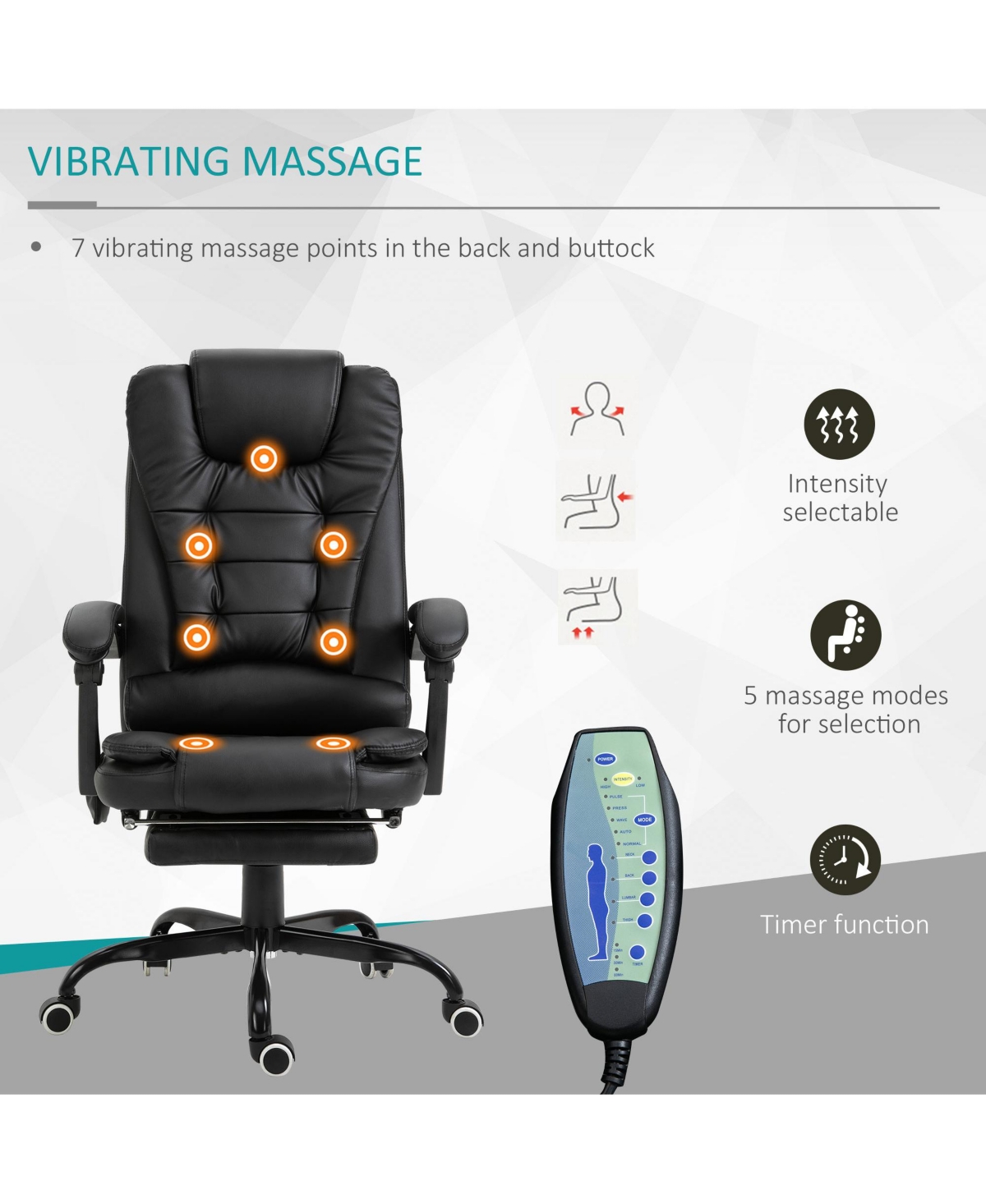 Vinsetto 7-Point Vibrating Massage Office Chair with High Back