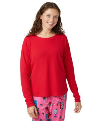 Women's Solid Long-Sleeve Crewneck Pajama T-Shirt