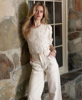 Women's Allover Embellished Long Sleeve Sweater