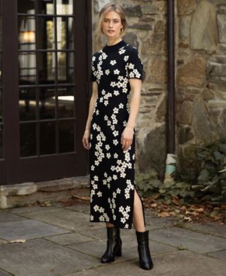 Women's Flower Jacquard Maxi Knit Dress