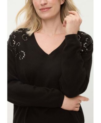 Women's Embellished Fine Gauge Sweater