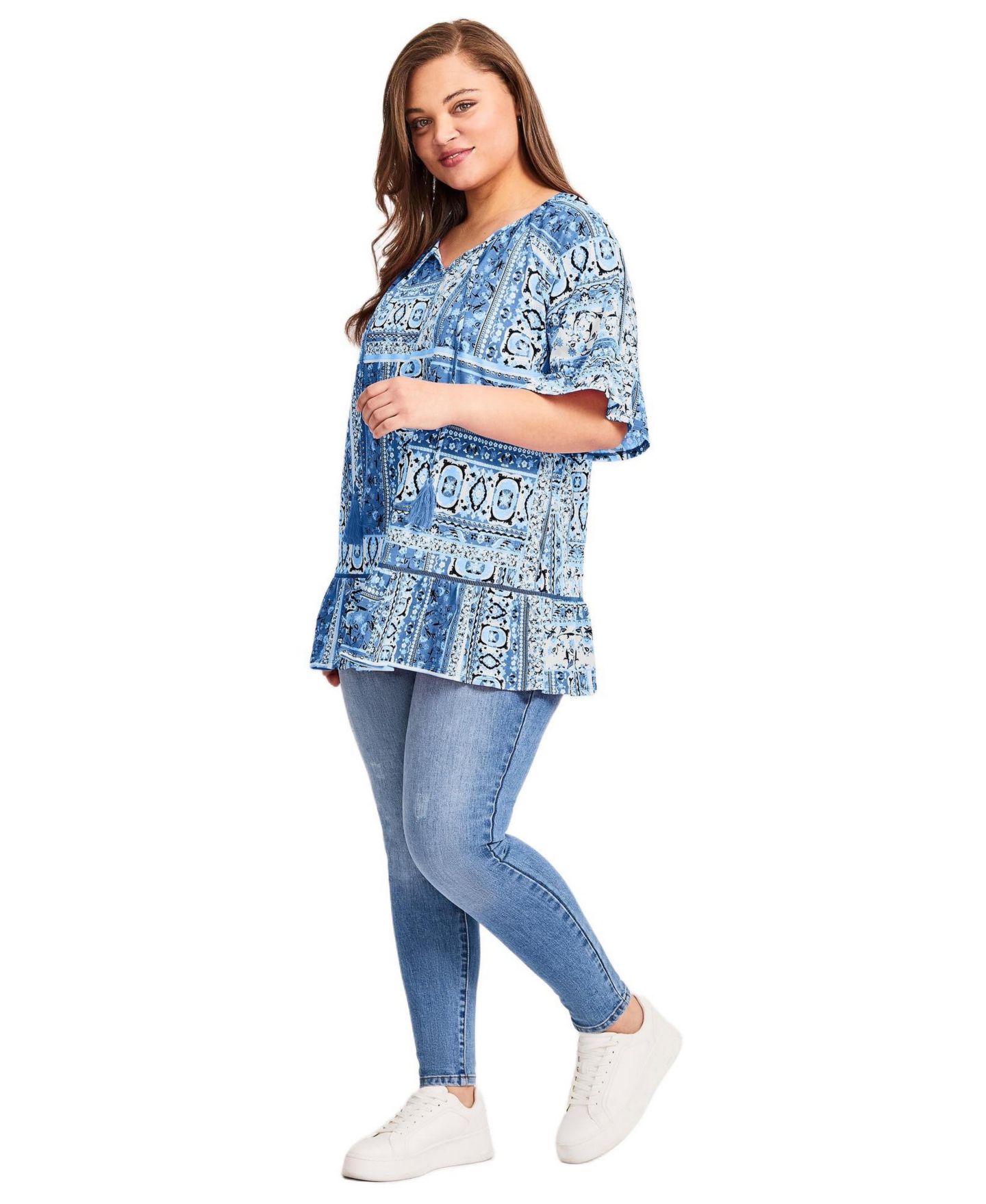Женский топ Avenue Flutter Sleeve, цвет: Синий — фото 3
