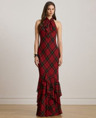 Lauren Ralph Lauren Women's Plaid Tiered Long Dress - Macy's