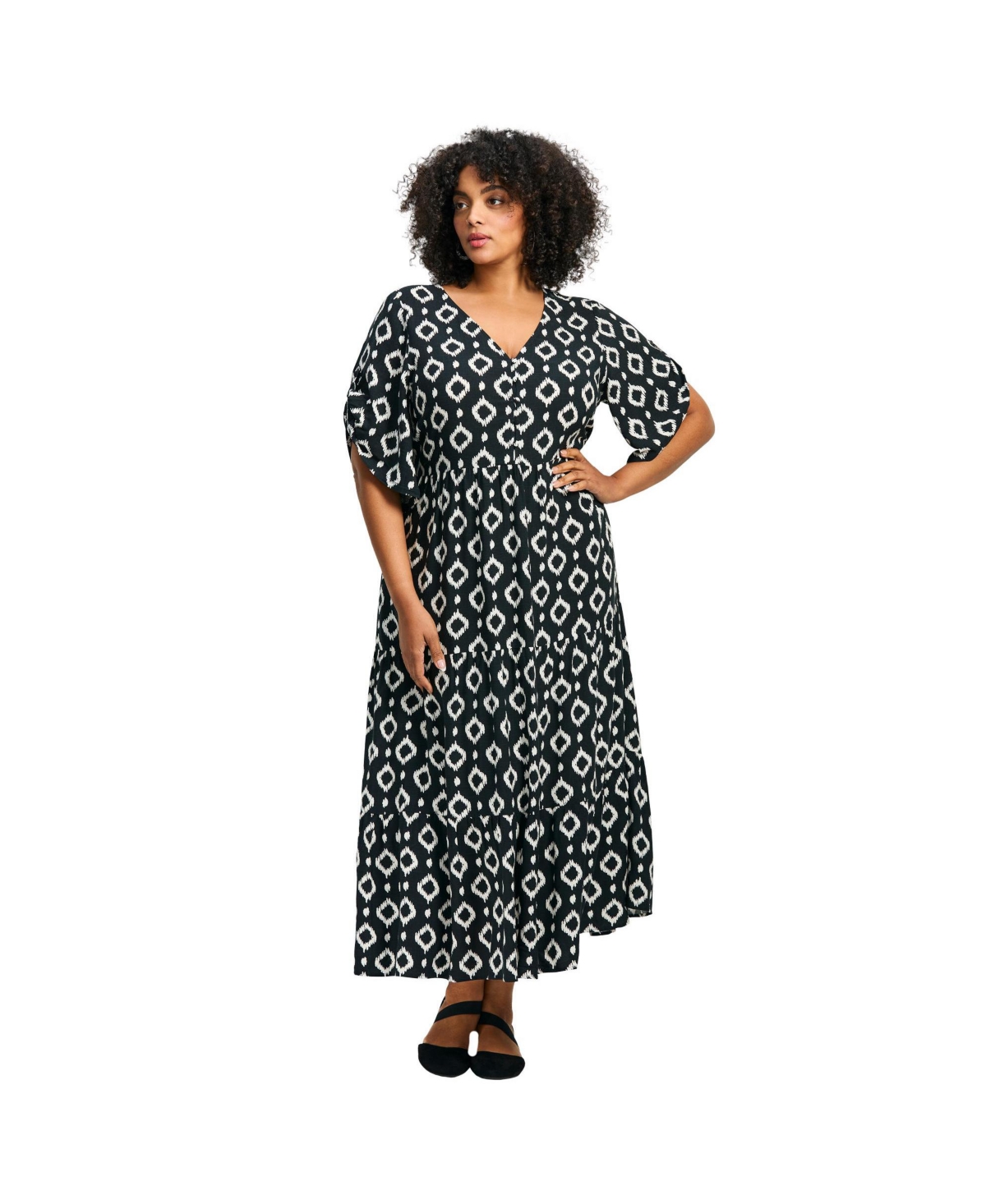 Avenue Women's Ivy Tiered Button Front Dress