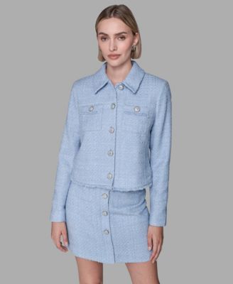 Women's Five-Button Cropped Tweed Jacket