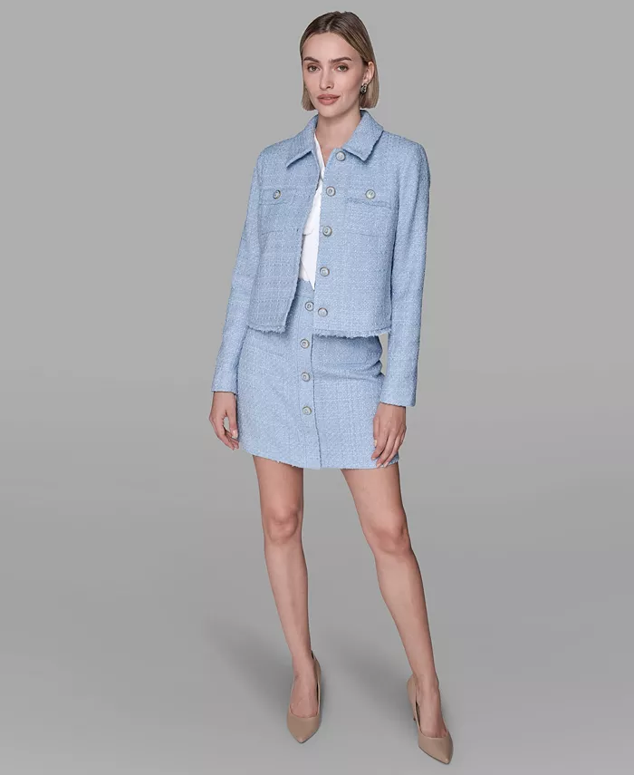 Women's Five-Button Cropped Tweed Jacket