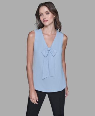Women's Sleeveless V-Neck Bow Detail Top