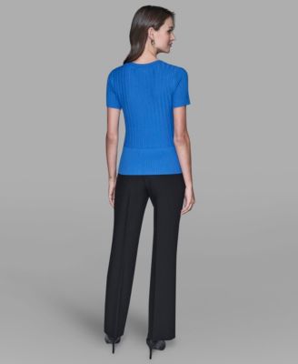 Women's Ribbed Short-Sleeve Sweater