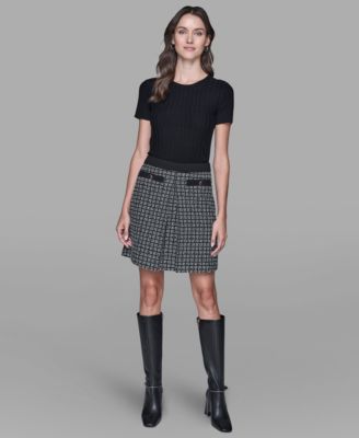 KARL LAGERFELD PARIS - Women's Knee Length Tweed Mini Skirt