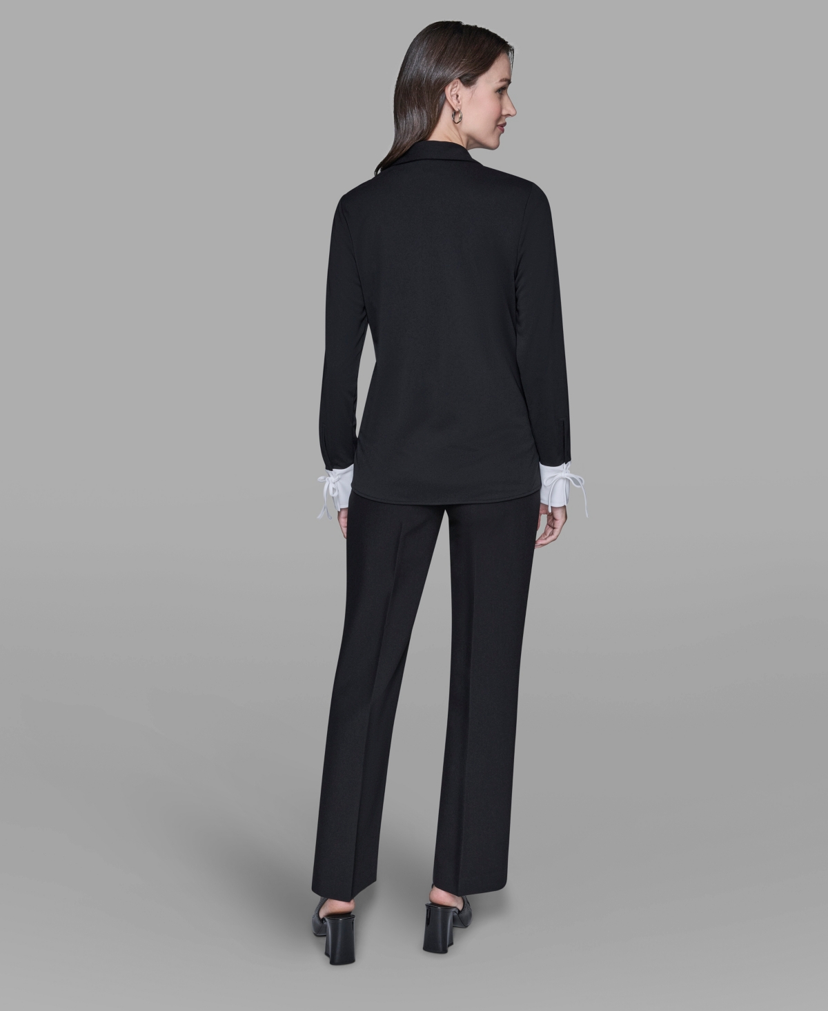 Karl Lagerfeld Women's Contrast Collared Top In Black