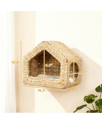 Wall Mounted Cat House, Cat Wall Furniture with Washable Cushion