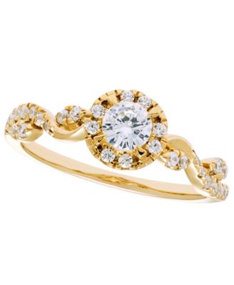 Diamond Halo Ring (1/2 ct. t.w.) in 14k Yellow Gold