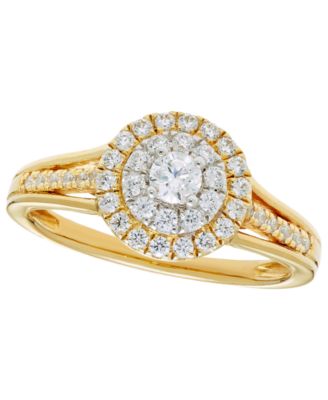Diamond Halo Ring (1/2 ct. t.w.) in 14k Two-Tone Gold