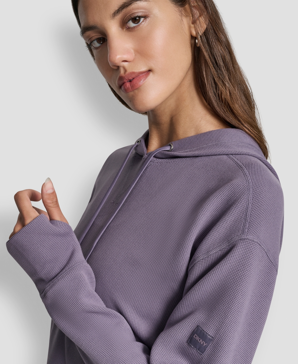 Dkny Women's Transcend Thermal Pull-on Hoodie In Purple