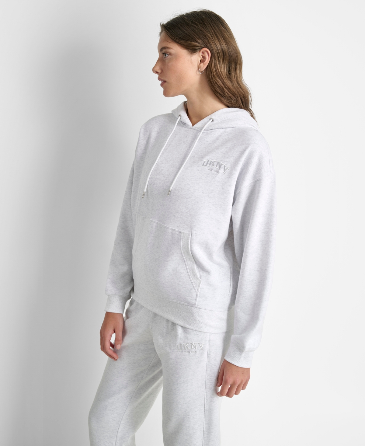 Dkny Women's Varsity Embroidered Logo Pull-on Hoodie