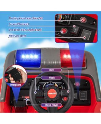 12V Kids Ride-On Fire Truck with Water Gun, Siren & Remote