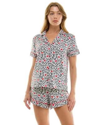 Women's Short Sleeve Notch Collar and Shorts Set
