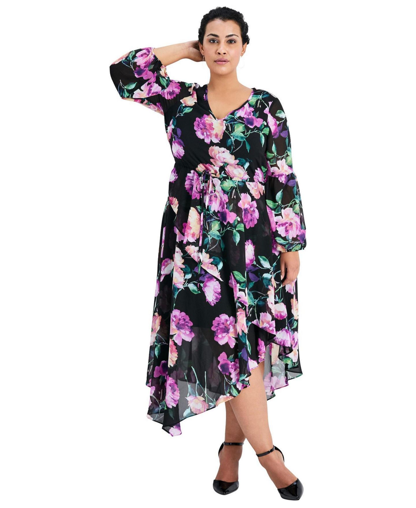 Женское платье Avenue Plus Size Endless Love Chiffon, цвет: Чёрный — фото 1