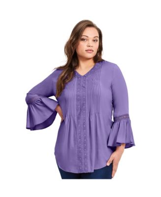 Women's Plus Size Lace Trim Tunic