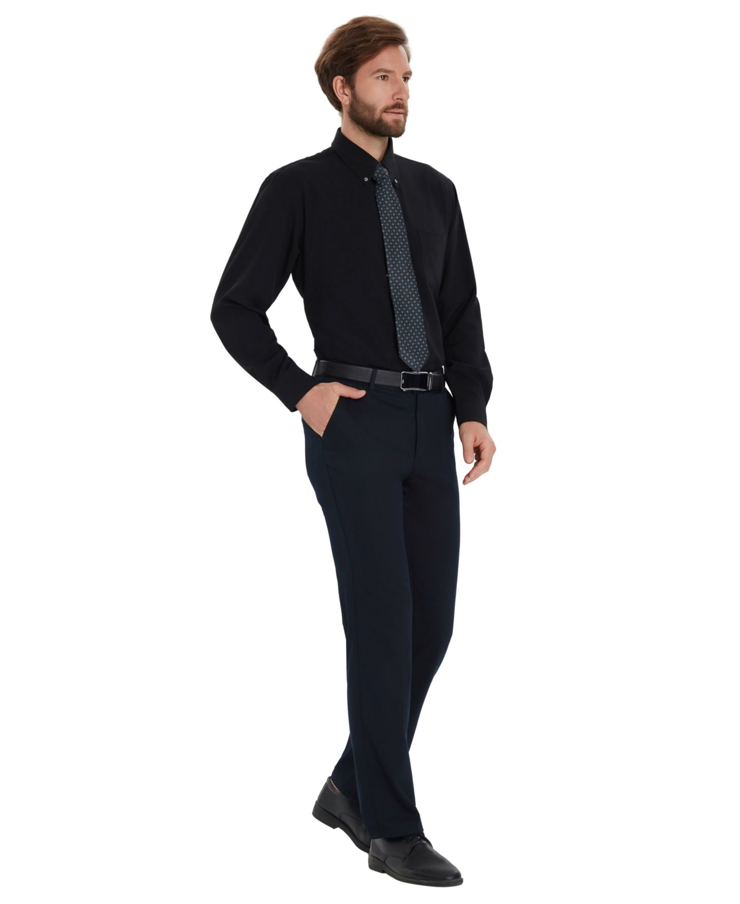 Мужская рубашка Club Room Traveler Dress Shirt, цвет: Чёрный — фото 3