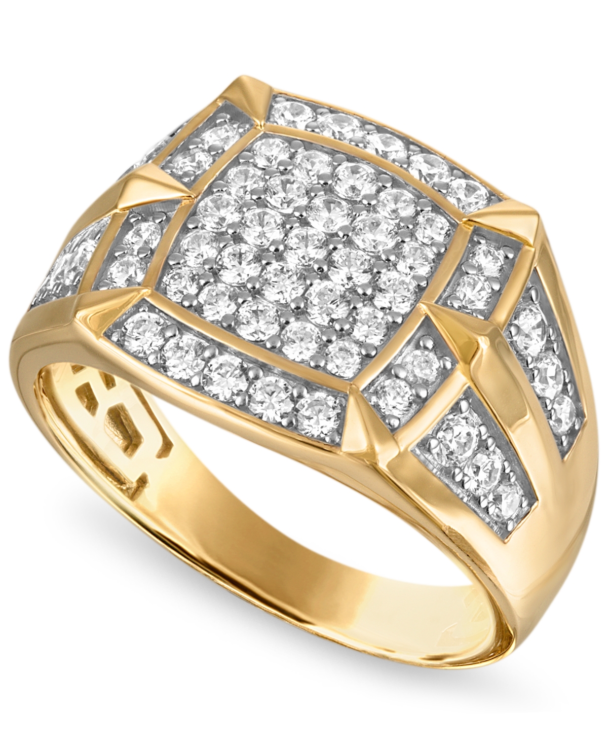 Esquire Men's Jewelry Lab-Grown Diamond Ring (1 ct. t.w.) in 14K Gold-Plated Sterling Silver