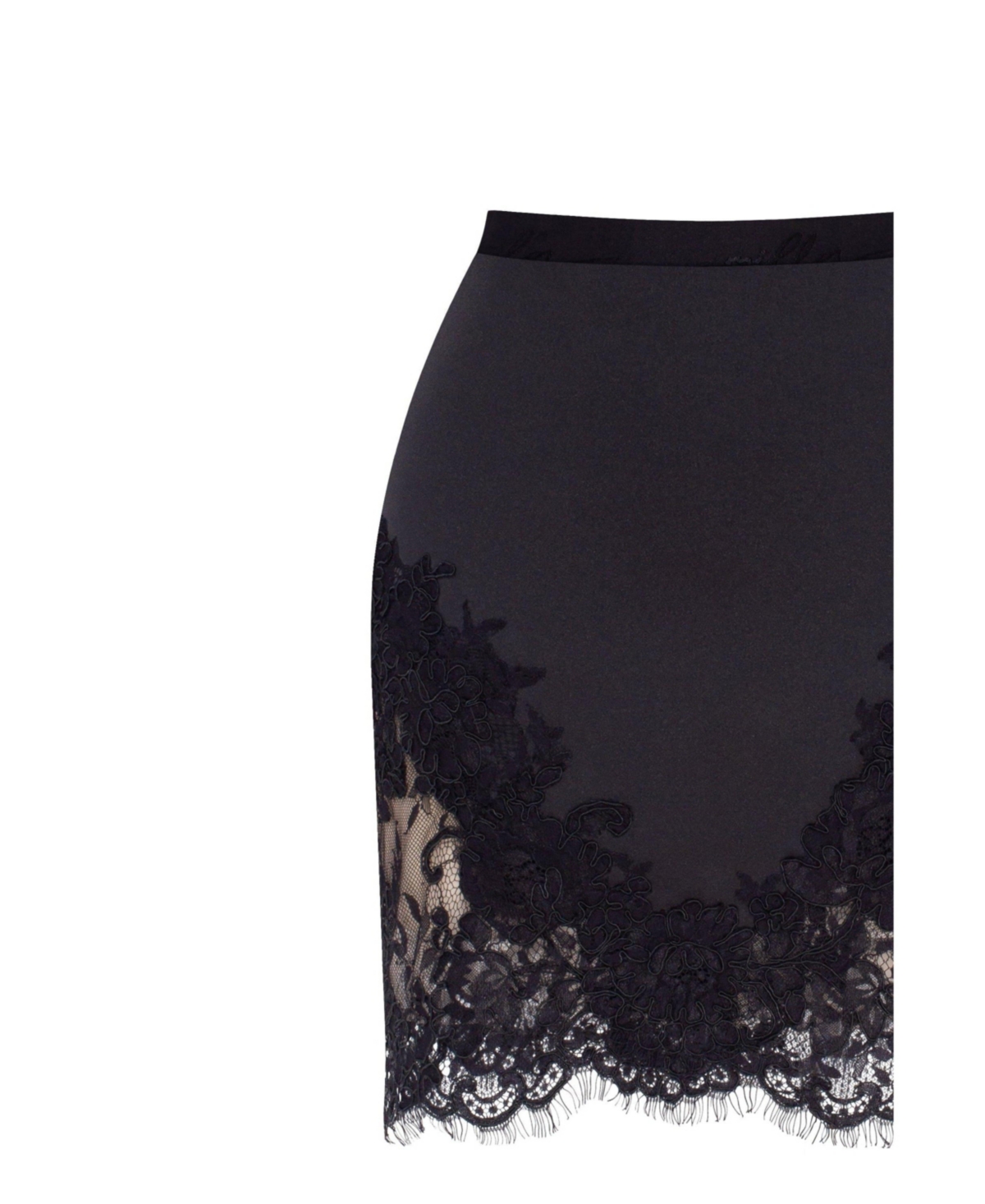 Milla Women's Millla Fitted Obsidian Mini Skirt Adorned With Lace