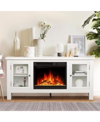 58"  Electric Fireplace with Mantel & Cabinets - 4 Flame Colors & 12 Effects, Remote Control, Overheat Protection for Living Room