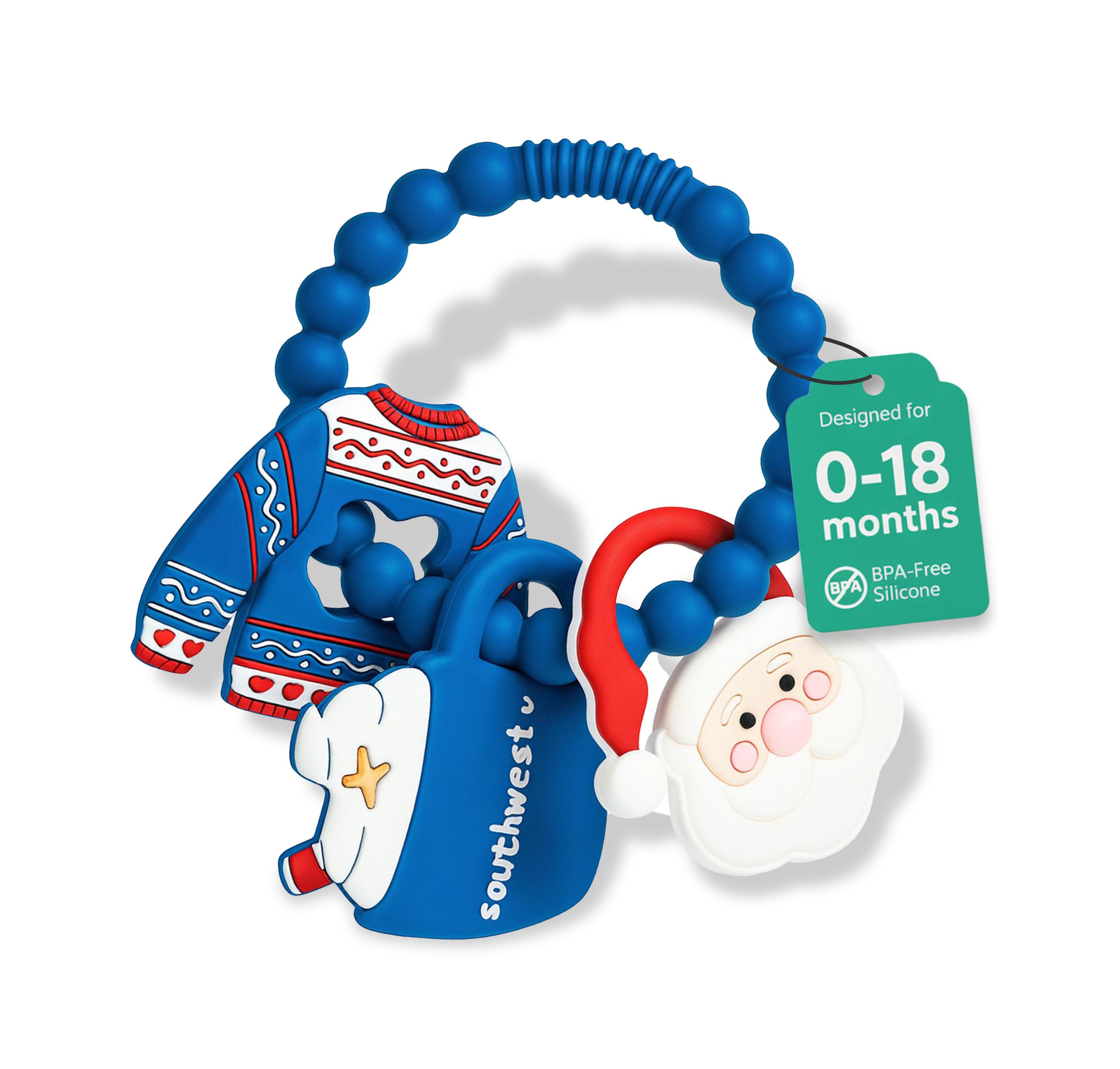 Sperric Silicone Christmas Teether Ring Toy for Baby, Bpa Free Soothing Teething Relief Infant & Toddlers 0-18 Months, Perfect Gift