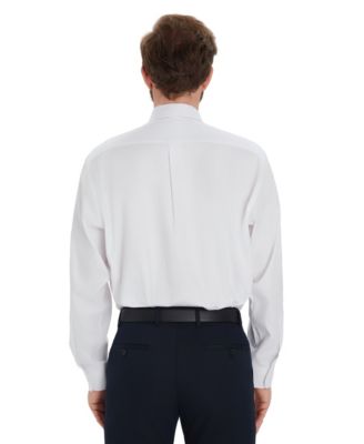 Men's Pinpoint Button Front Solid Dress Shirt