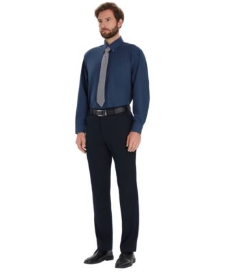 Men's Pinpoint Button Front Solid Dress Shirt