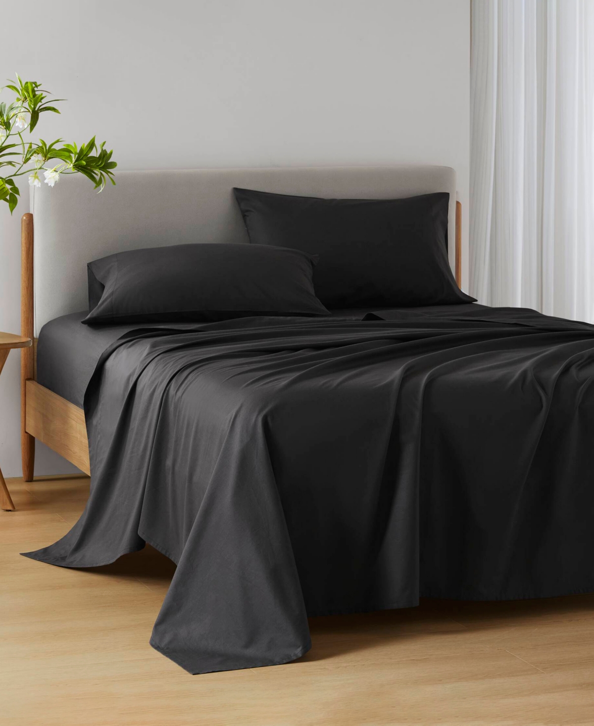 510 Design Super 144-thread Count Cotton 3-pc. Sheet Set, Twin In Black