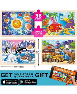 4SET 24 Pcs Wooden Puzzles for Kids Ages 4-6