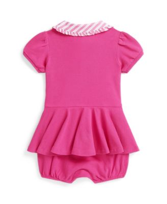 Baby Girls' Contrast-Collar Bubble Shortall
