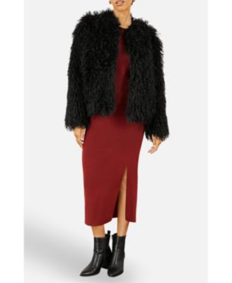 Women's Luxe Fluffy Faux Fur Coat