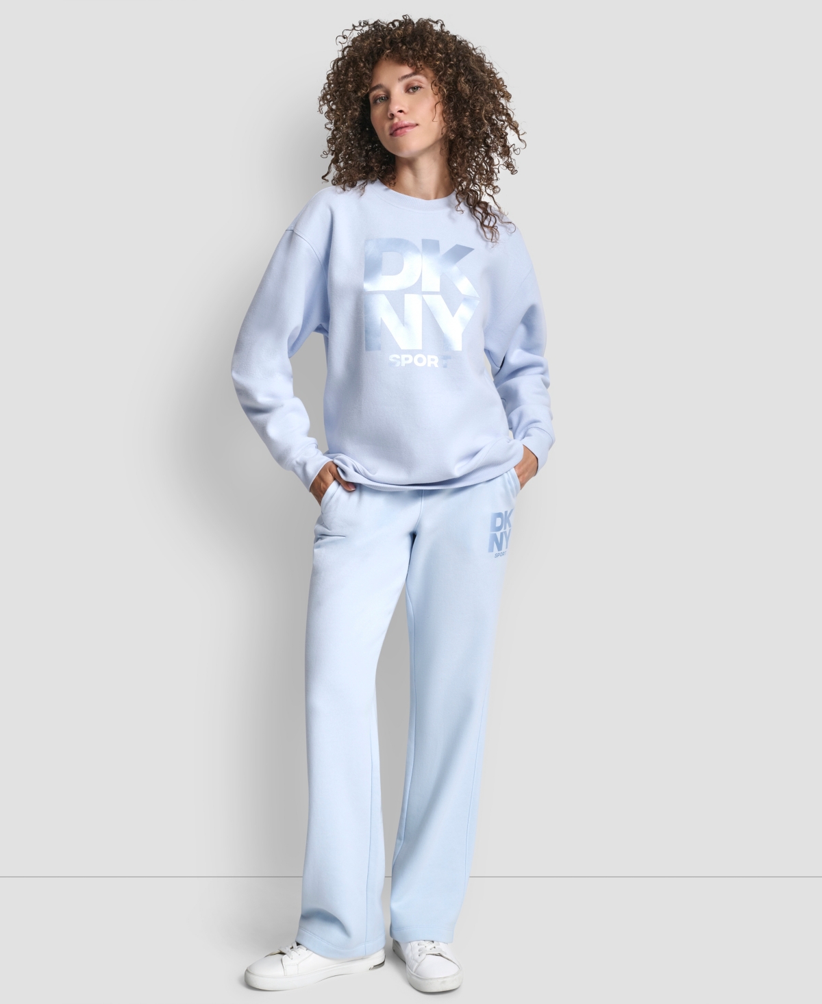 Dkny Women's Sport Stacked Transfer Logo Track Pants In Blue