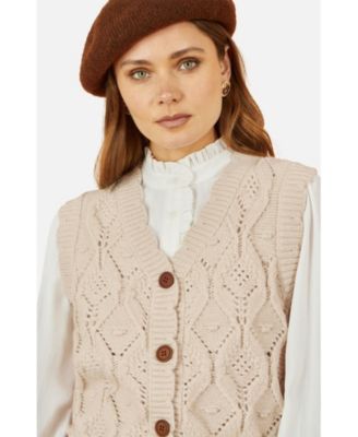 Women's Button Up Chunky Cable Knit Waistcoat